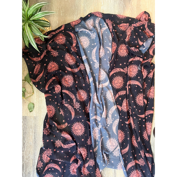 Hib Accessories - Women's Hib Black & Pink Sun Moon Star Scarf